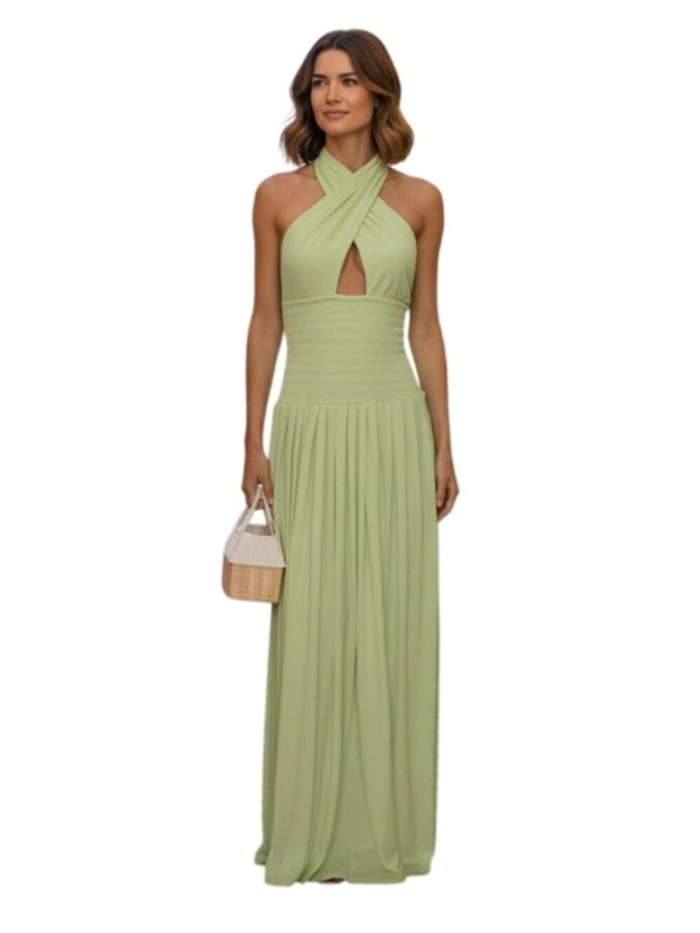 OW Collection x REVOLVE Rhea Maxi Dress Pear Green NWT - Size S